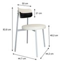 Ver imagem 4 de Cadeira Kyta Fixa com 4 Pés 50 x 44,7 x 83,8 cm com 2 Unidades Branco/Palha/Preto