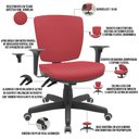 Ver imagem 4 de Kit 3 Cadeiras de Escritório Executiva Office Giratória Preto Baixa Flexi P03 Vinil Vermelho - Lyam