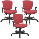 Ver imagem 1 de Kit 3 Cadeiras de Escritório Executiva Office Giratória Preto Baixa Flexi P03 Vinil Vermelho - Lyam