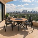 Ver imagem 2 de Conjunto Mesa e 6 Cadeiras Zurick Moderno Alumínio Polipropileno 45cm Café Nossa Kasa