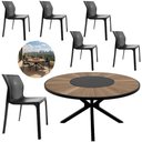 Ver imagem 1 de Conjunto Mesa e 6 Cadeiras Zurick Moderno Alumínio Polipropileno 45cm Café Nossa Kasa