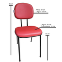 Ver imagem 4 de Kit 2 Cadeiras Fixas Vermelho Secretaria Pé Palito Estofado em Couro Sintético