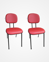 Ver imagem 1 de Kit 2 Cadeiras Fixas Vermelho Secretaria Pé Palito Estofado em Couro Sintético