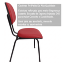 Ver imagem 5 de Kit 2 Cadeiras Fixas Vermelho Secretaria Pé Palito Estofado em Couro Sintético