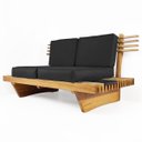 Ver imagem 1 de Sofá 2 Lugares Xangai Madeira Nobre Preto Sala Moderna