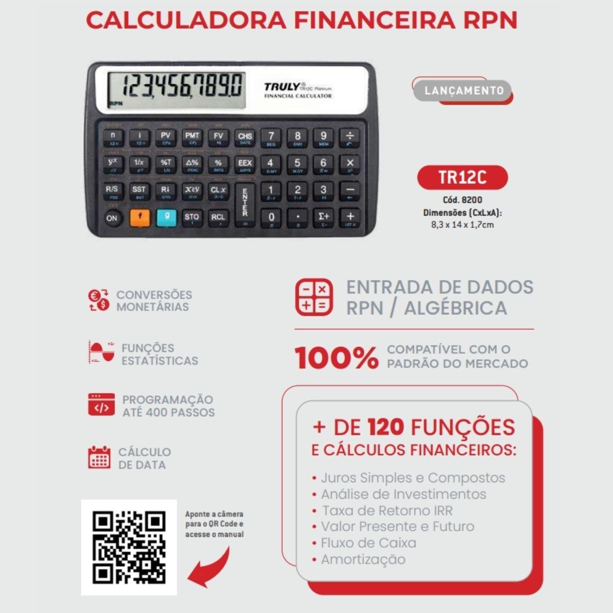 Calculadora Financeira Truly Tr12c Platinum +120 Funções Rpn - 2