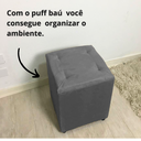 Ver imagem 4 de Puff Bau Quadrado Decoração Guarda Brinquedos Assento - Cinza