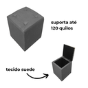 Ver imagem 3 de Puff Bau Quadrado Decoração Guarda Brinquedos Assento - Cinza