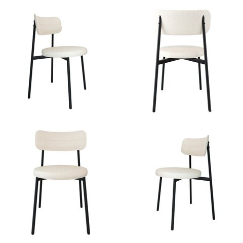 Cadeira Kyta Fixa com 4 Pés 50 x 44,7 x 83,8 cm com 4 Unidades Branco/Palha/Preto