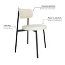 Ver imagem 5 de Cadeira Kyta Fixa com 4 Pés 50 x 44,7 x 83,8 cm com 4 Unidades Branco/Palha/Preto