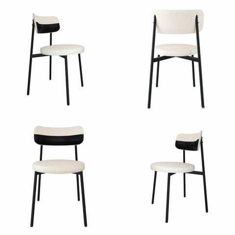 Cadeira Kyta Fixa com 4 Pés 50 x 44,7 x 83,8 cm com 4 Unidades Branco/Palha/Preto