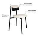 Ver imagem 5 de Cadeira Kyta Fixa com 4 Pés 50 x 44,7 x 83,8 cm com 4 Unidades Branco/Palha/Preto