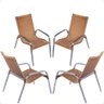 Conjunto 4 Cadeiras Alumínio Área Externa Fortaleza Fibra Sintética Artesanal Cor:oliva - 1