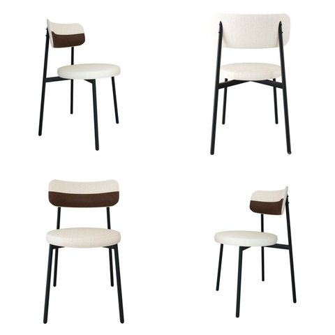 Cadeira Kyta Fixa com 4 Pés 50 x 44,7 x 83,8 cm com 4 Unidades Branco/Palha/Whisky/Preto