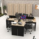 Ver imagem 5 de Estação de Trabalho Mesas em L 4 Lugares 120x60 Netmobil - Dubai/preto