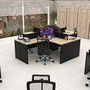 Ver imagem 6 de Estação de Trabalho Mesas em L 4 Lugares 120x60 Netmobil - Dubai/preto
