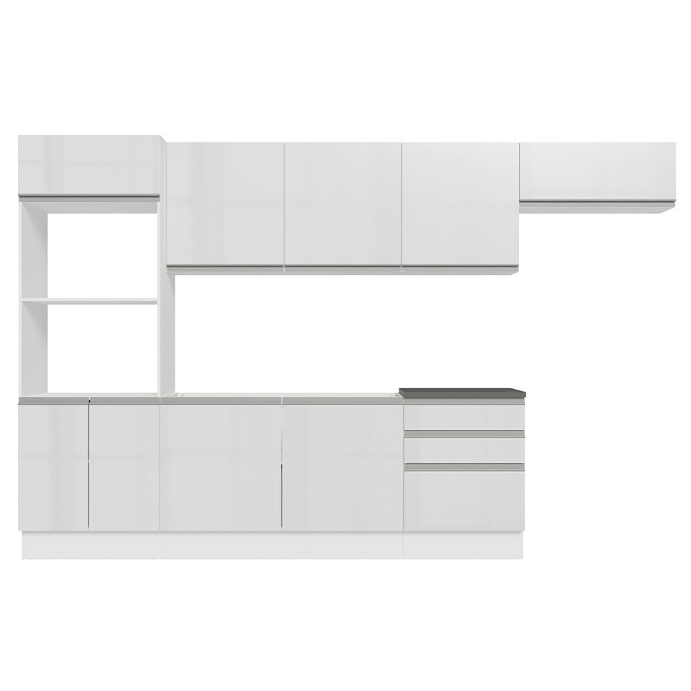 Cozinha Completa 100% MDF Madesa Acordes 330006 com Armário e Balcão Frentes Branco Brilho Cor:Branc - 10