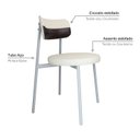 Ver imagem 5 de Cadeira Kyta Fixa com 4 Pés 50 x 44,7 x 83,8 cm com 1 Unidade Branco/Palha/Café