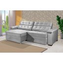 Ver imagem 1 de Sofá Retrátil e Reclinável 2,70m Estilo Estofados - Paris 2 Módulos com Velusoft D33 "prata"