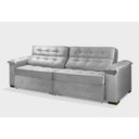 Ver imagem 3 de Sofá Retrátil e Reclinável 2,70m Estilo Estofados - Paris 2 Módulos com Velusoft D33 "prata"