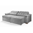 Ver imagem 2 de Sofá Retrátil e Reclinável 2,70m Estilo Estofados - Paris 2 Módulos com Velusoft D33 "prata"