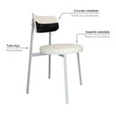 Ver imagem 5 de Cadeira Kyta Fixa com 4 Pés 50 x 44,7 x 83,8 cm com 1 Unidade Branco/Palha/Preto
