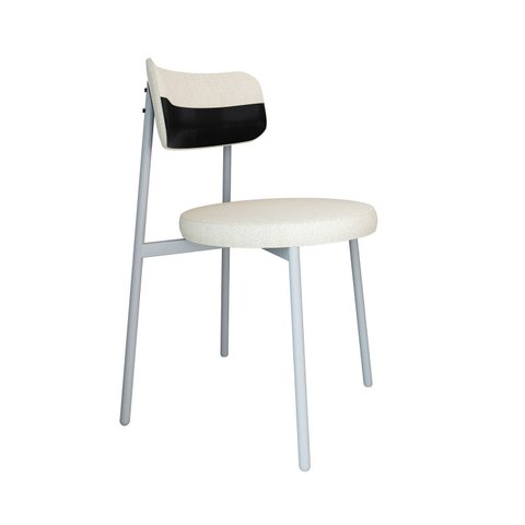 Cadeira Kyta Fixa com 4 Pés 50 x 44,7 x 83,8 cm com 1 Unidade Branco/Palha/Preto