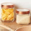 Ver mais imagens de 10 Potes Grandes de Vidro 1,7l com Tampa em Metal Rose Gold Porta Mantimentos Gastro Lyor