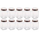 Ver imagem 1 de 10 Potes Grandes de Vidro 1,7l com Tampa em Metal Rose Gold Porta Mantimentos Gastro Lyor