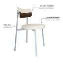 Ver imagem 5 de Cadeira Kyta Fixa com 4 Pés 50 x 44,7 x 83,8 cm com 1 Unidade Branco/Palha/Whisky