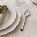 Ver imagem 4 de Jogo 6 Colheres de Mesa Aço Inox 430 20cm Decorado Prateado Talheres Cozinha Mesa Posta