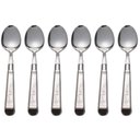 Ver imagem 1 de Jogo 6 Colheres de Mesa Aço Inox 430 20cm Decorado Prateado Talheres Cozinha Mesa Posta