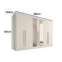 Ver imagem 2 de Guarda Roupa 6 Portas (2 C/ Espelho) e 4 Gavetas Alba Plus Off White - Europa