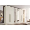 Ver imagem 1 de Guarda Roupa 6 Portas (2 C/ Espelho) e 4 Gavetas Alba Plus Off White - Europa