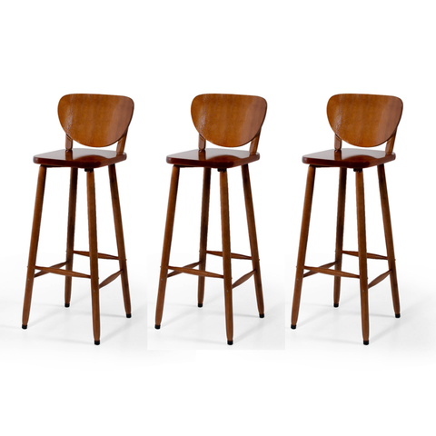 Conjunto 3 Banquetas Altas Bistrô de Madeira Lisboa:imbuia