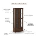 Ver imagem 5 de Cristaleira 2 Portas 1 Gaveta Essência 100% Madeira Maciça Marrom/Café