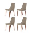 Ver imagem 1 de Kit de 4 Cadeiras de Madeira Maciça Estofada Lara - Natural C/ Pu Fendi - Champanhe