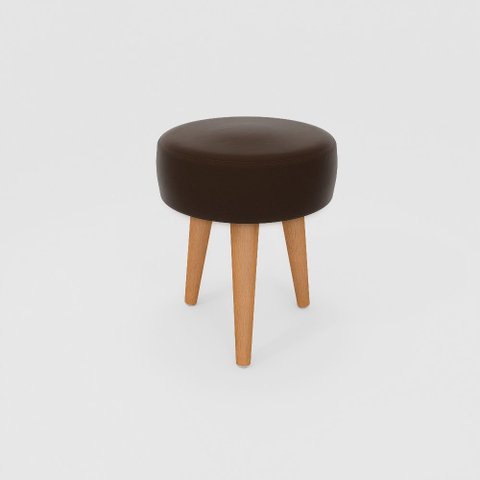 Banqueta Baixa Cozinha 48cm Estofada Marrom Café Madeira Maciça Urban
