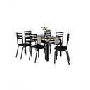Ver imagem 1 de Conjunto Mesa de Jantar Malva Base 4118 6 Lugares Vidro 140cm Preto Combo Stock