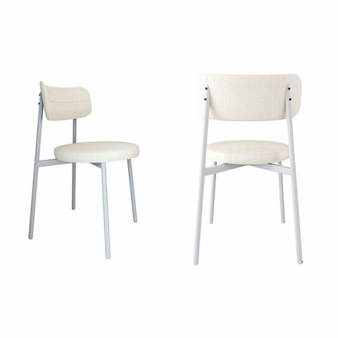 Cadeira Kyta Fixa com 4 Pés 50 x 44,7 x 83,8 cm com 2 Unidades Branco/Palha