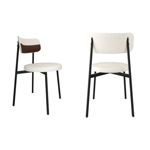 Cadeira Kyta Fixa com 4 Pés 50 x 44,7 x 83,8 cm com 2 Unidades Branco/Palha/Whisky