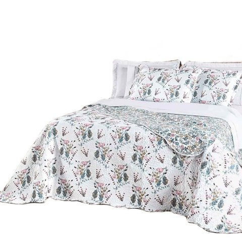 Kit Cobre Leito Colcha Lumiere Casal Dupla Face - Maggie