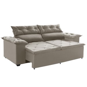 Sofá Compact 150Cm Retrátil e Reclinável com molas Espirais 5 Posições Castor