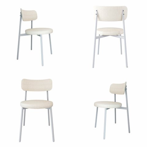 Cadeira Kyta Fixa com 4 Pés 50 x 44,7 x 83,8 cm com 4 Unidades Branco/Palha