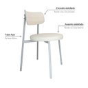 Ver imagem 5 de Cadeira Kyta Fixa com 4 Pés 50 x 44,7 x 83,8 cm com 4 Unidades Branco/Palha