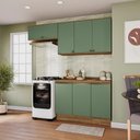 Ver imagem 2 de Armário de Cozinha Compacta 100% Mdf 200cm Nogueira/verde Celeste Kappesberg
