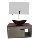 Ver imagem 1 de Gabinete Armário Banheiro 60cm Cuba Oval Vermelha