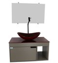 Ver imagem 1 de Gabinete Armário Banheiro 60cm Cuba Oval Vermelha
