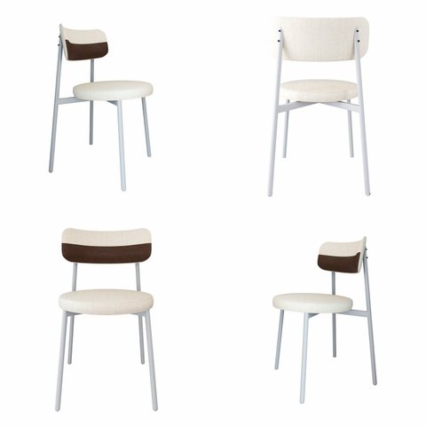 Cadeira Kyta Fixa com 4 Pés 50 x 44,7 x 83,8 cm com 4 Unidades Branco/Palha/Whisky