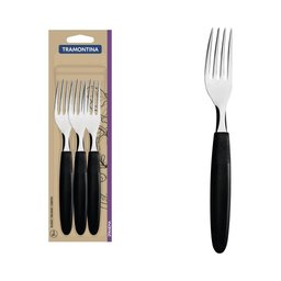 Garfos de Mesa Tramontina Ipanema com Laminas em Aço Inox e Cabos de Polipropileno Preto 3 Peças - 1